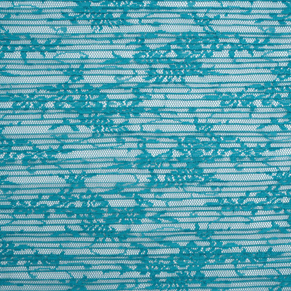 Plisse Lace - Turquoise Floral - Designer Deadstock - Joann Fabrics