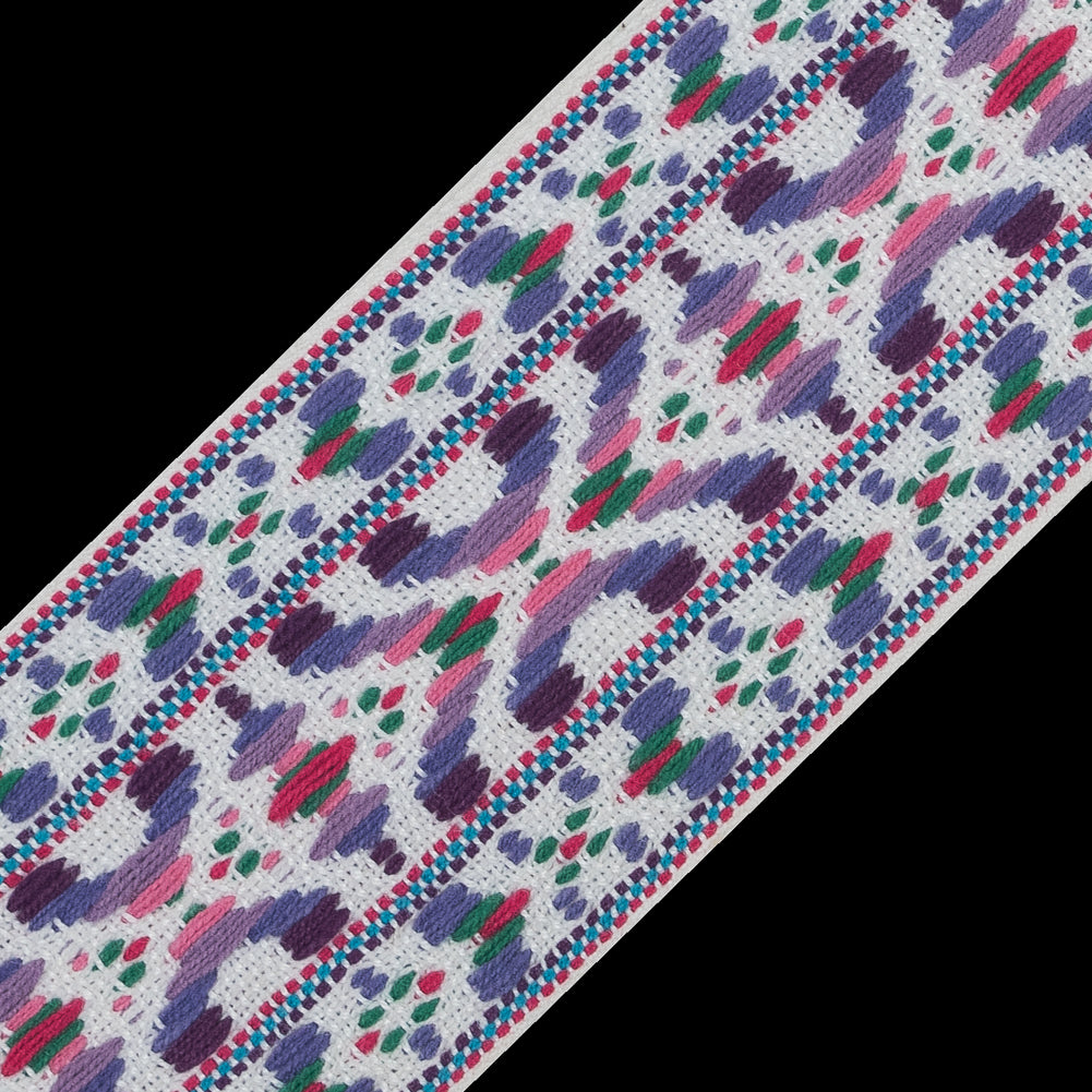 Purple and White Multicolor Jacquard Ribbon - 2