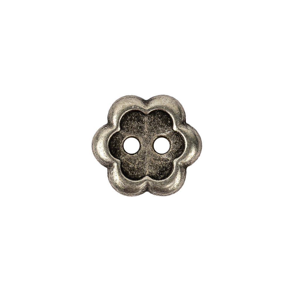 Silver Concave 2-Hole Metal Flower Button - 24L/15mm - Joann Fabrics