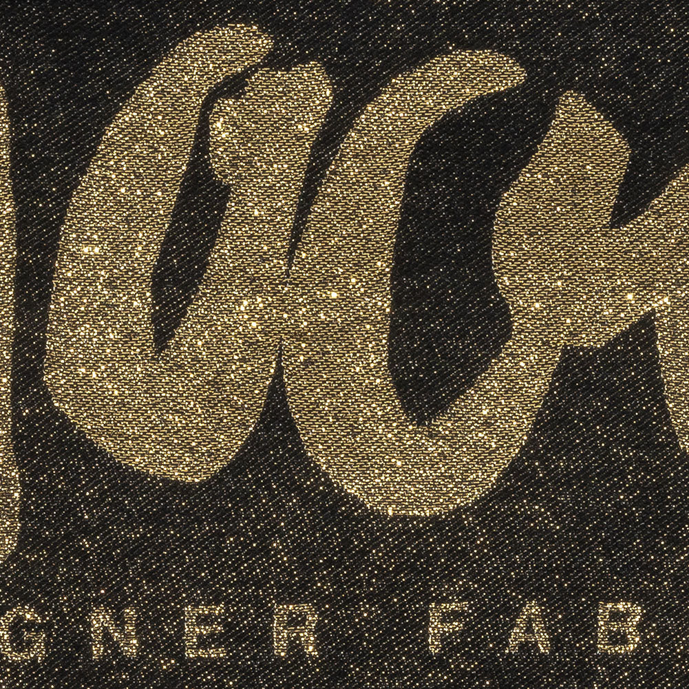 Mood Designer Fabrics Metallic Black and Gold Oversized Square Patch - 18.875