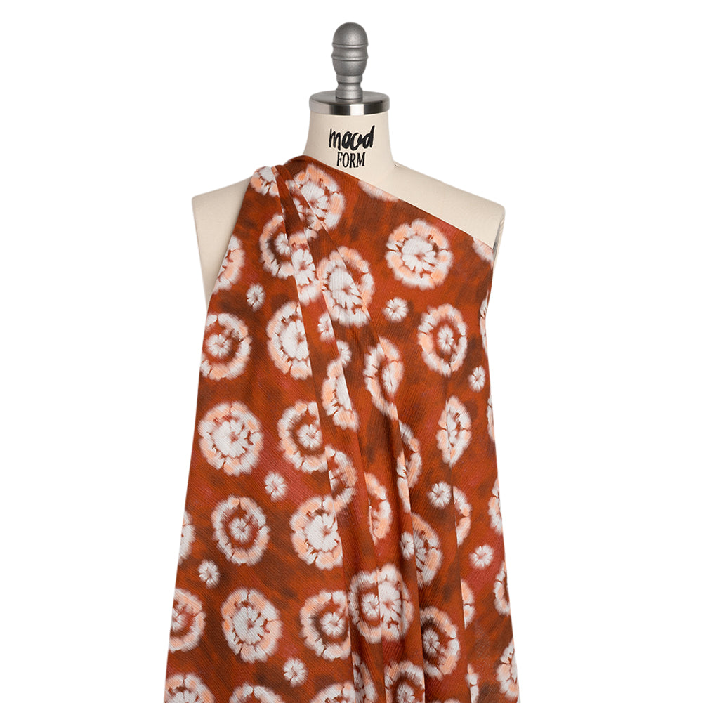 Slubbed Gauzy Cotton Woven - Red, Peach and White Tie Dye Flowers - Mood Exclusive Dandelion Daydream Print - Joann Fabrics