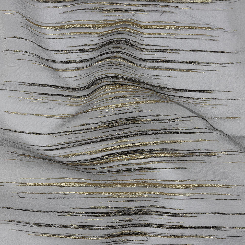 Metallic Black and Gold Striated Lines Luxury Burnout Brocade - Joann Fabrics