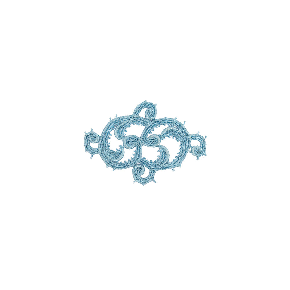 Winter Sky Blue Scroll Rayon Blend Applique - 3.125