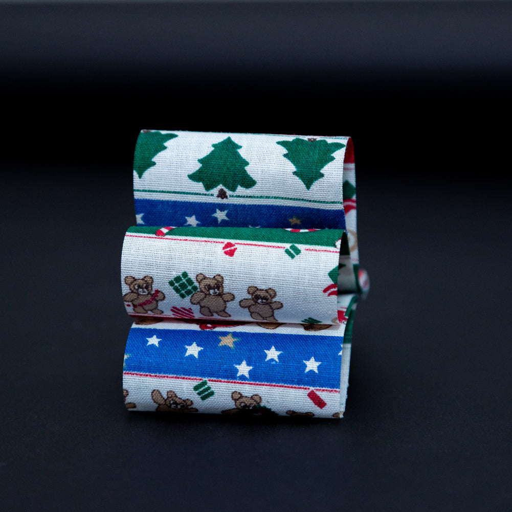 Red, Green and Blue Striped Christmas Ribbon - 1.875