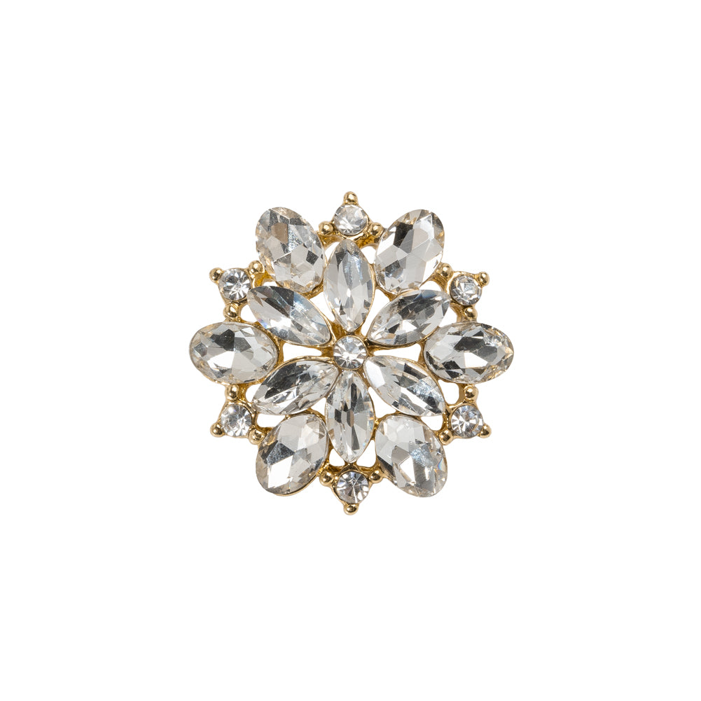 Rhinestone and Metal Shank Back Button - 32L/20mm - Crystal and Gold Little Open Flower - Joann Fabrics