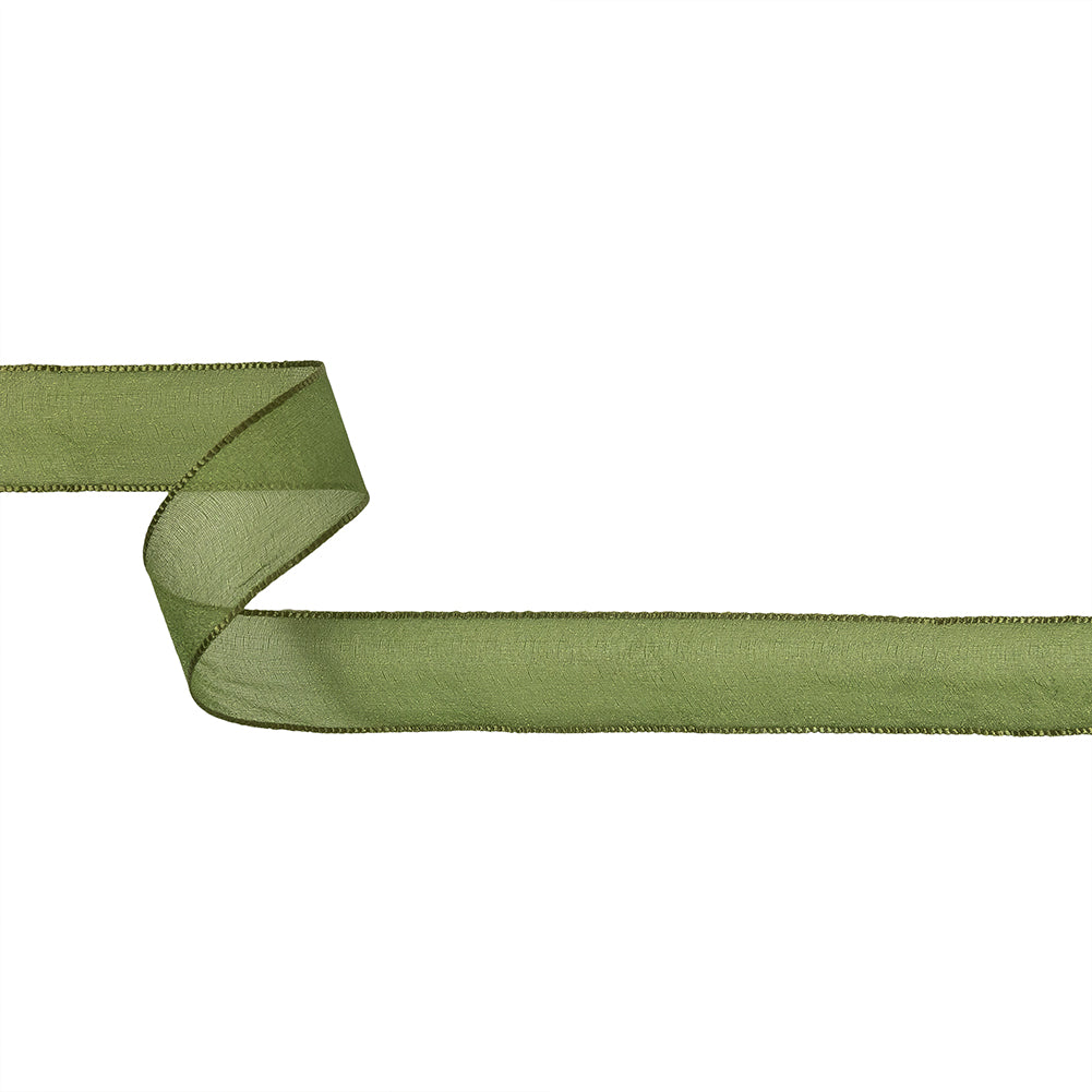 Moss Shimmering Organza Ribbon with Woven Edges - 1.125