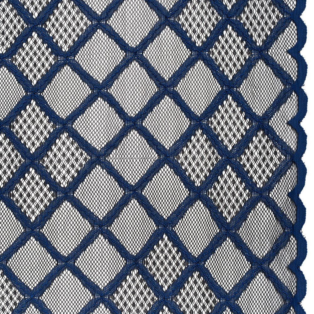 Corded Lace with Little Scalloped Finished Edges - Surf Blue and Black Diamond Lattice - Joann Fabrics