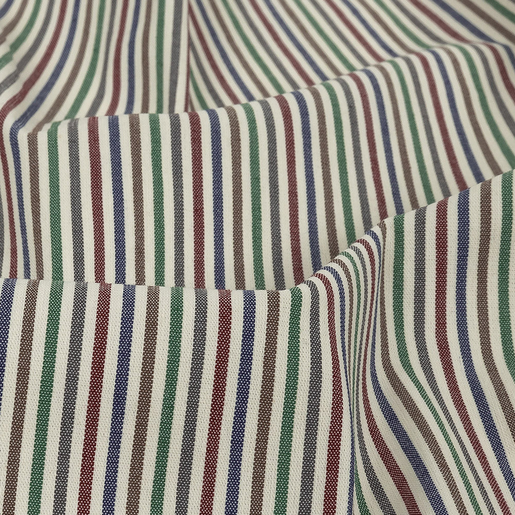 Burnt Russet, Duck Green and Crown Blue Striped Stretch Cotton Woven - Joann Fabrics