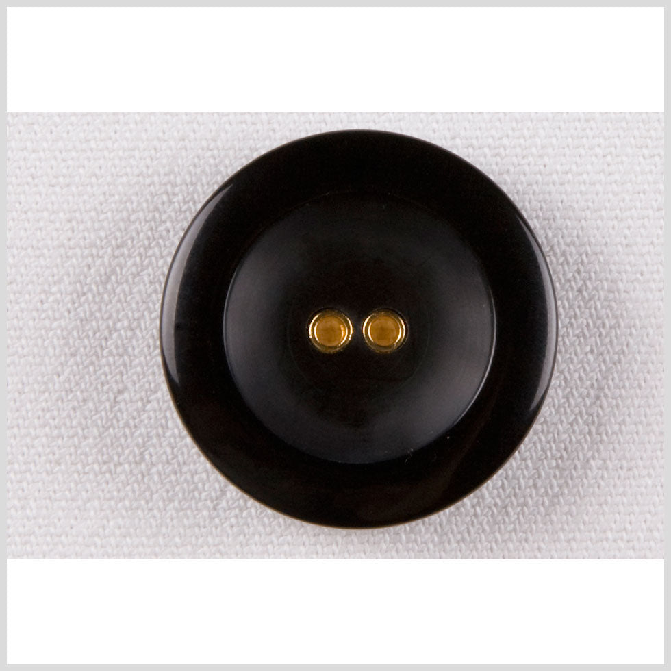 Plastic 2-Hole Button - 45L/29mm - Black Rolled Rim with Gold Metal Holes - Joann Fabrics