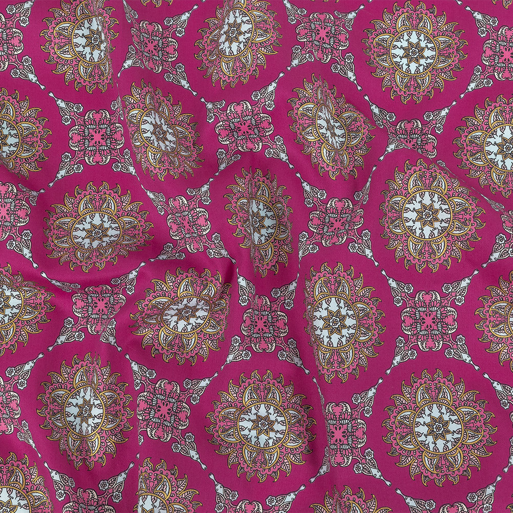 Fuchsia Paisley Medallions Stretch Cotton Sateen - Joann Fabrics