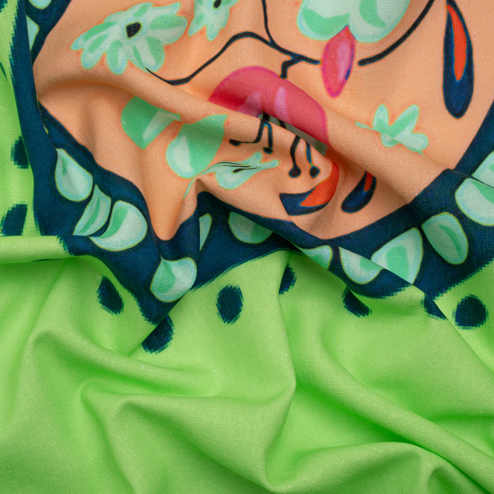 Linen and Rayon Woven Print - Green and Orange Large Pixelated Paisley - Mood Exclusive In the Limelight - Joann Fabrics