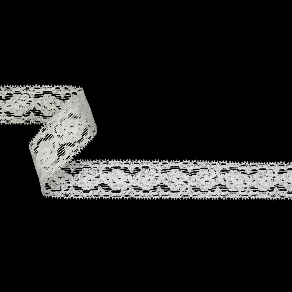 White Floral Stretch Lace Trim - 1.25