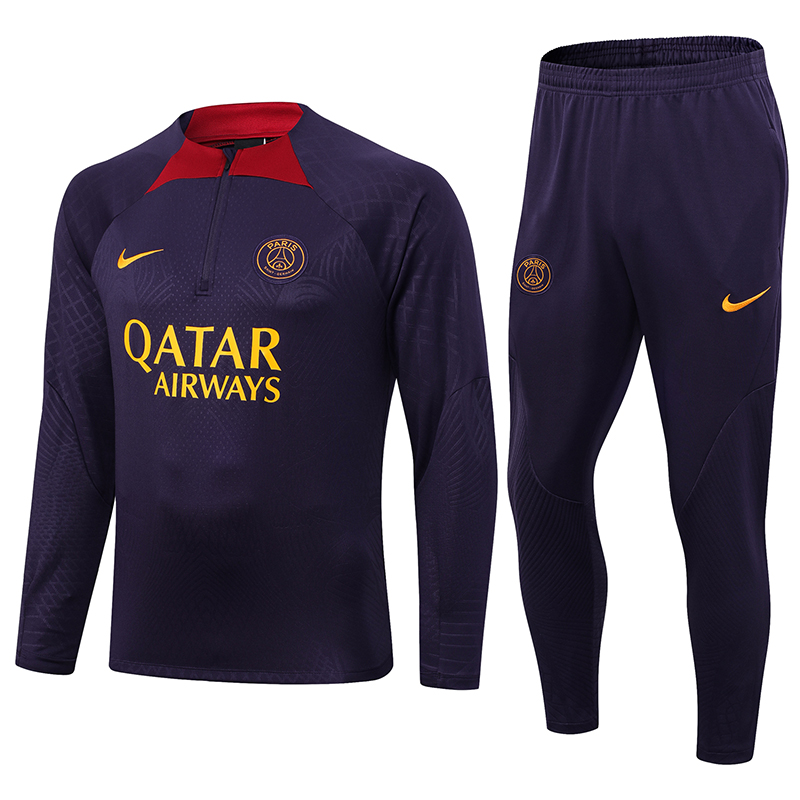 2023-2024 Psg Paris Saint-Germain Half-Pull Training Suit Purple Set
