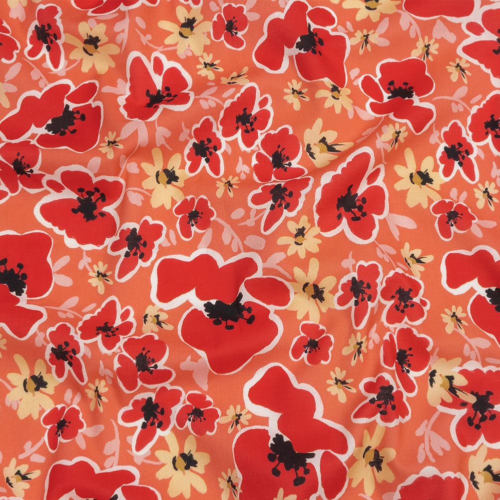 Cotton Voile Print - Orange and Red Floral - Mood Exclusive Grooving Blooms - Joann Fabrics