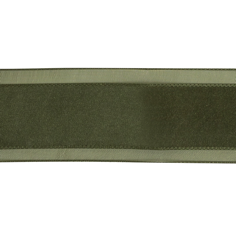 Cypress Woven Ribbon with Sheer Organza Borders - 1.5