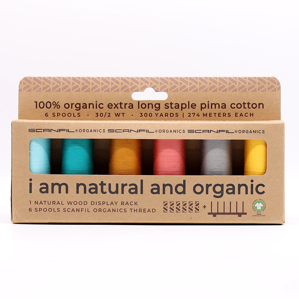 SCANFIL® 30wt Organic Pima Cotton Thread Set - 6ct 300yd Spools & Wood Rack - Fashion Mix - Joann Fabrics