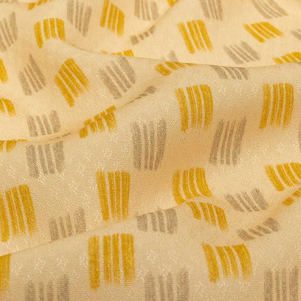 Sustainable Viscose Floral Jacquard Print - Pale Yellow and Gray Line Squares - Mood Exclusive Calligraphy Lesson - Joann Fabrics