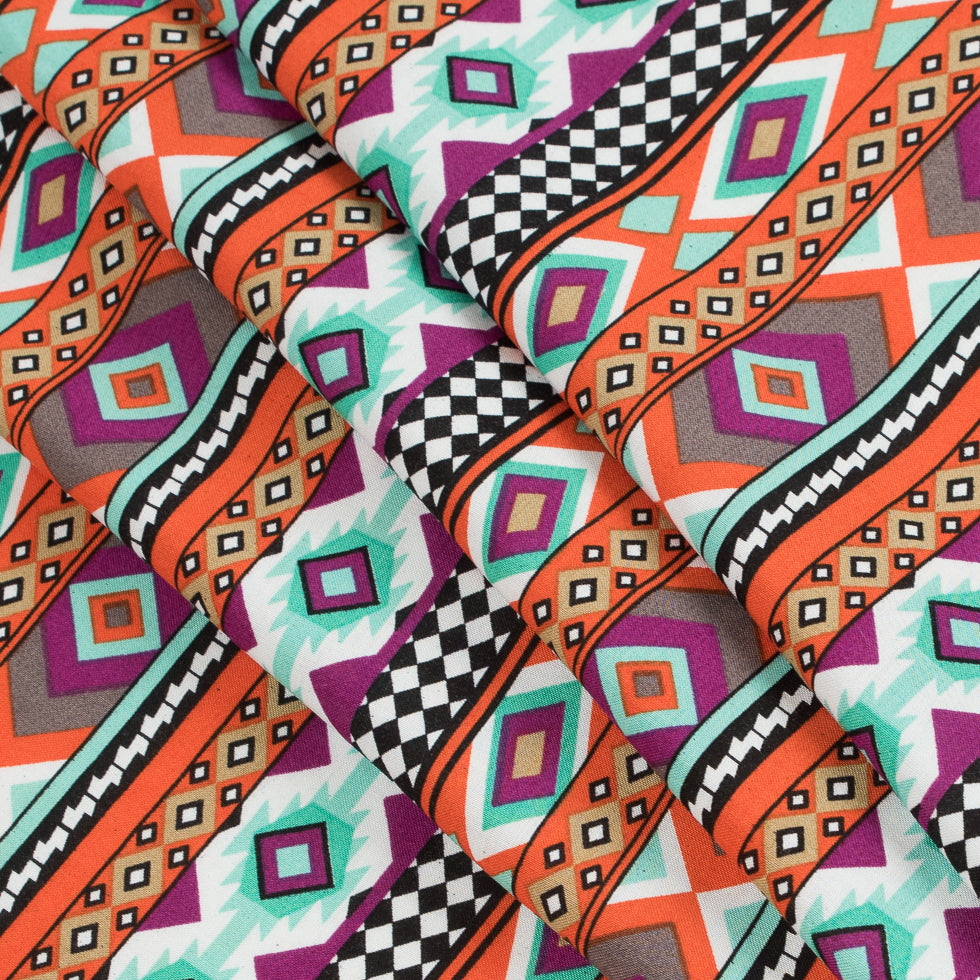 Purple/Orange/Blue Navajo Tribal Printed Rayon Woven - Joann Fabrics