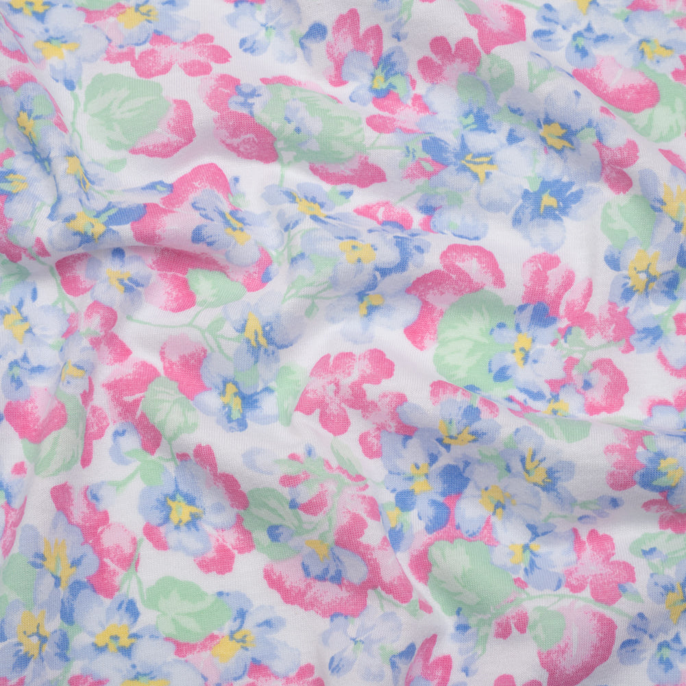 Cotton and Viscose Jersey Print - Pastel Blue, Pink and Mint Green Floral - Deadstock - Joann Fabrics