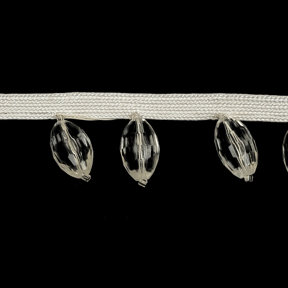 Vintage Crystal Oval Short Beaded Fringe - 1