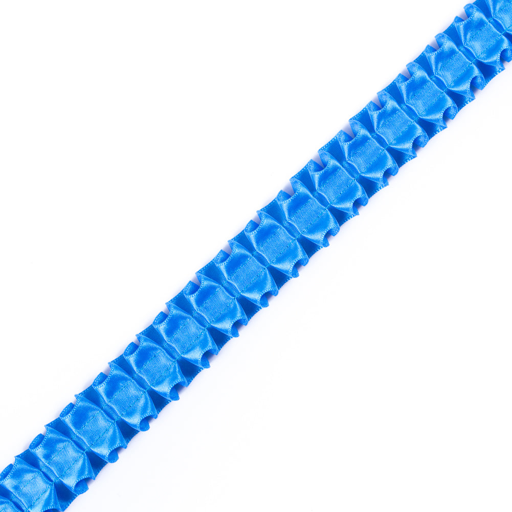 Italian Electric Blue Box Pleated Trimming - 1