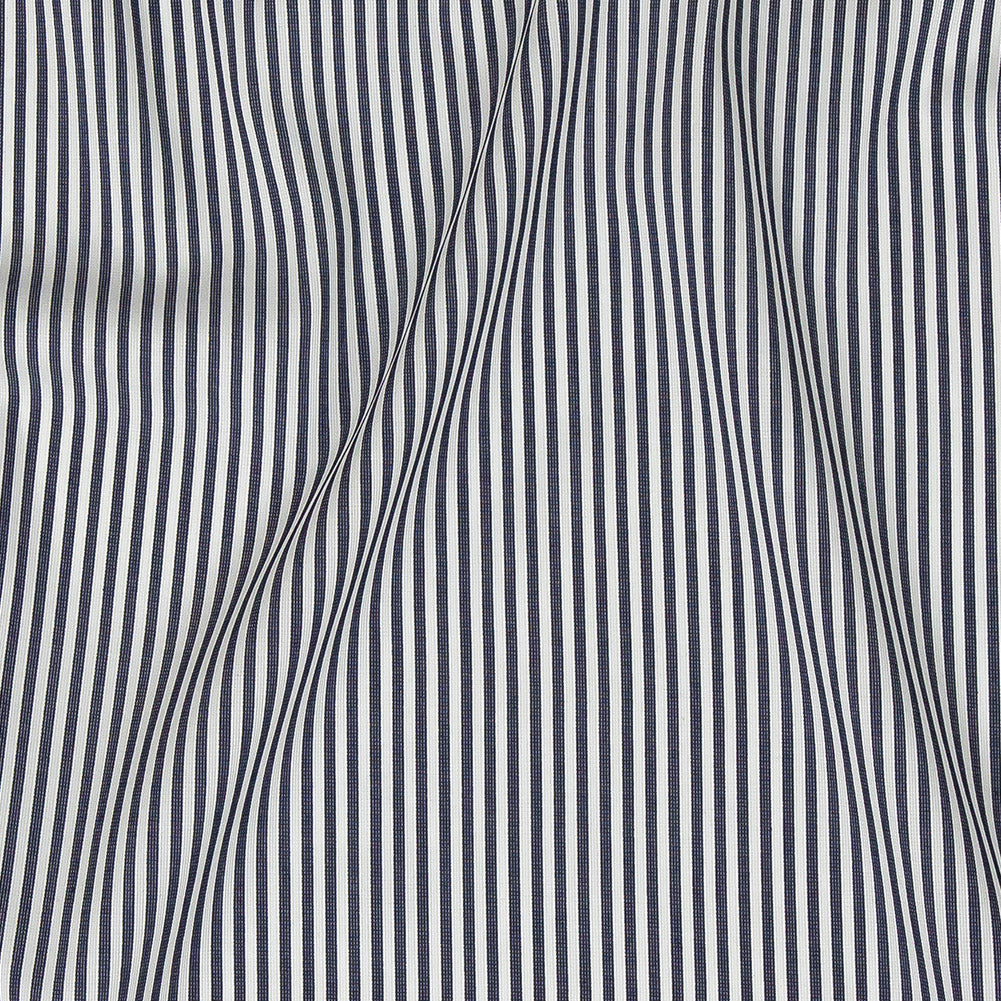 Premium Midnight Navy and White Candy Striped Dobby Cotton Shirting - Joann Fabrics
