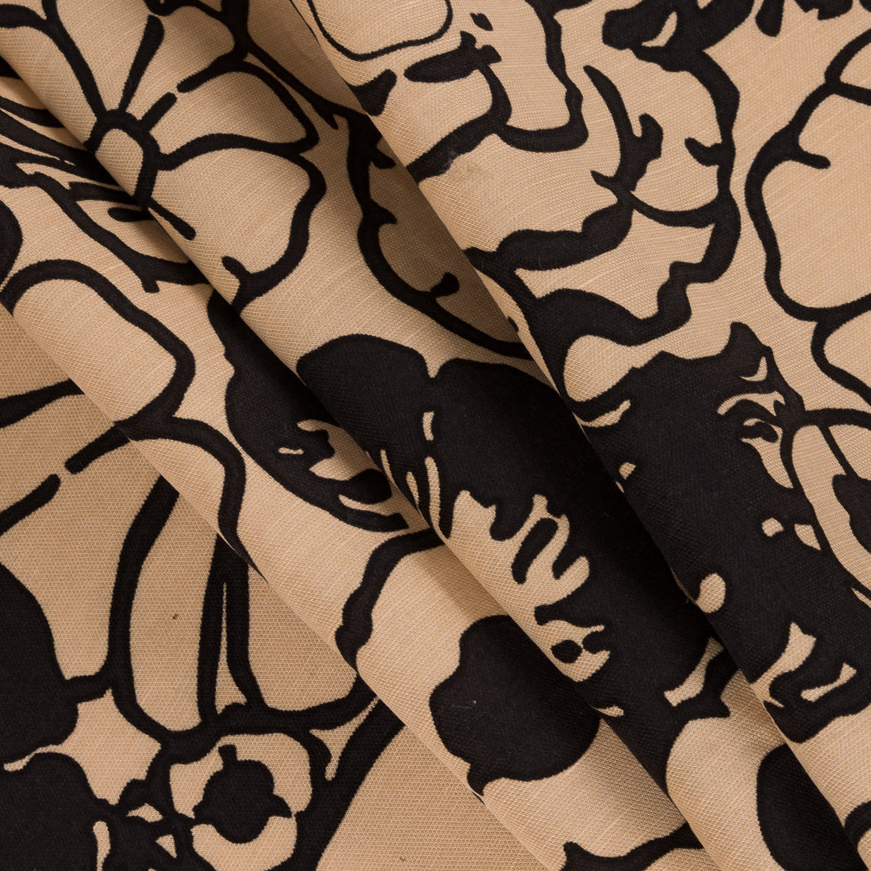 Marzipan/Black Floral Printed Woven - Joann Fabrics