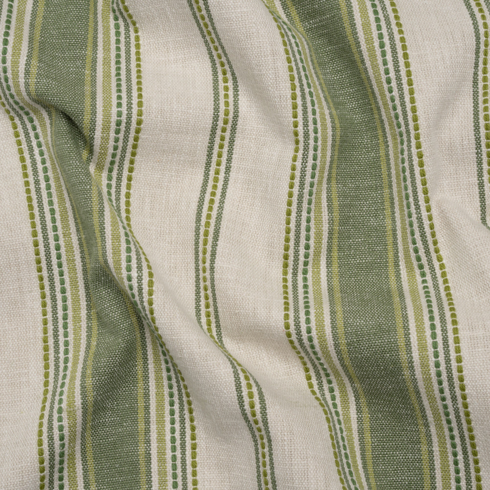 Cotton and Recycled Polyester Woven - Olive Tactile Stripes - British Imported - Joann Fabrics
