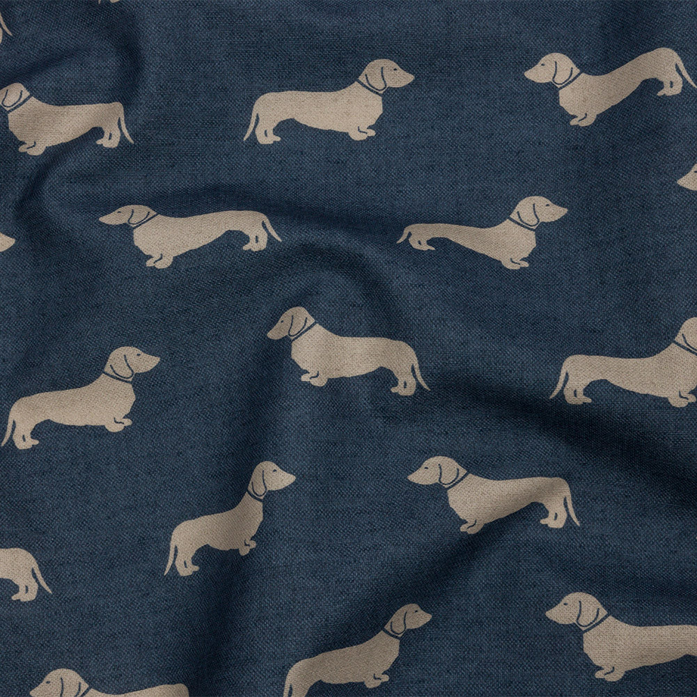 Cotton Canvas Print - Indigo Dachshunds - British Imported - Joann Fabrics