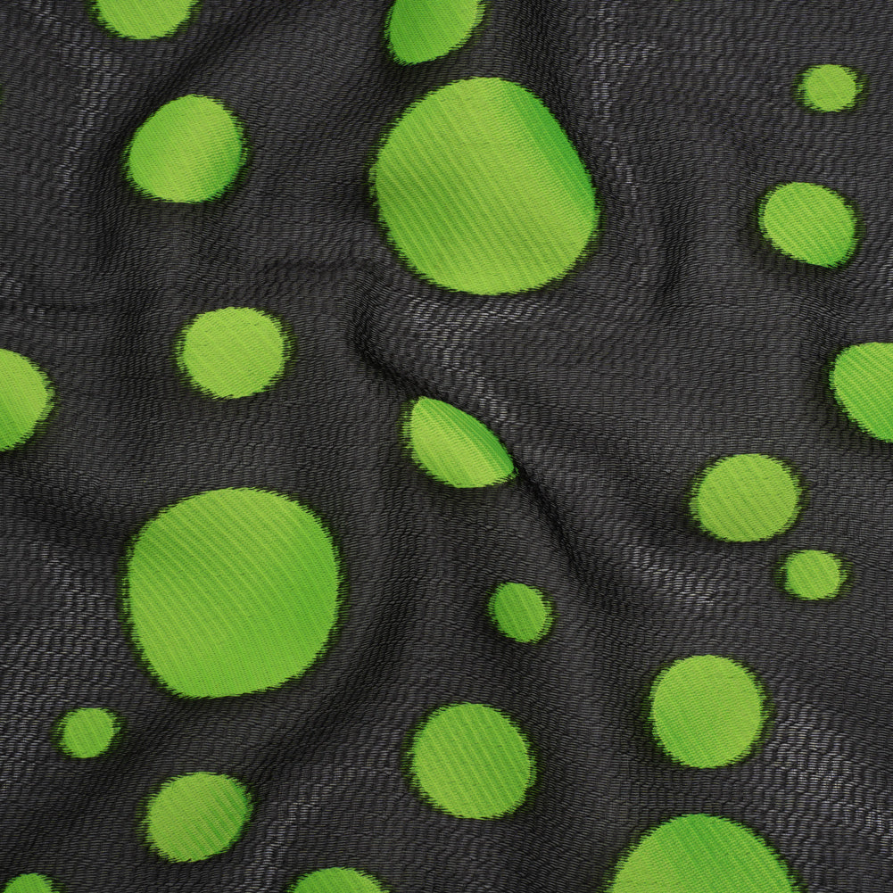 Lightweight Textured Burnout Brocade - Lime Green and Black Polka Dots - Joann Fabrics