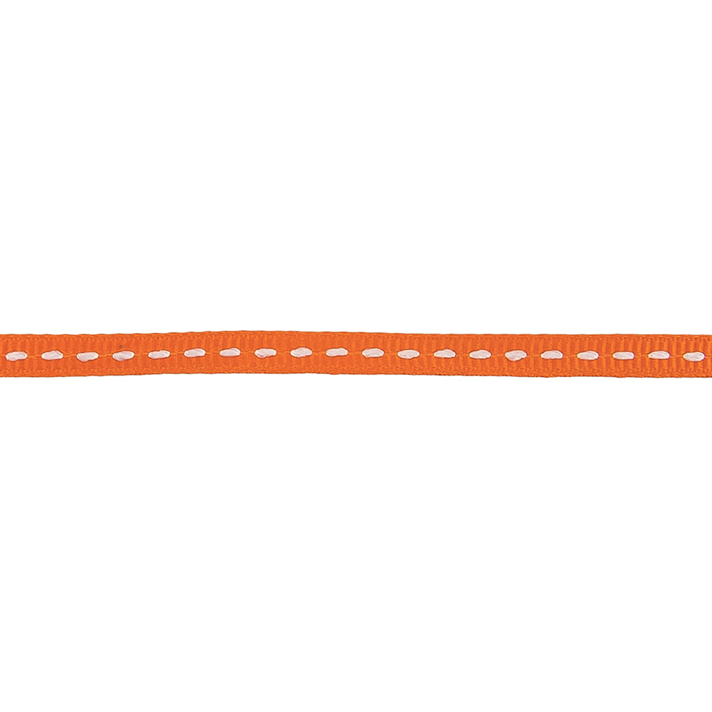Dragon Fire Grosgrain Ribbon with Lucent White Stitching - 0.25
