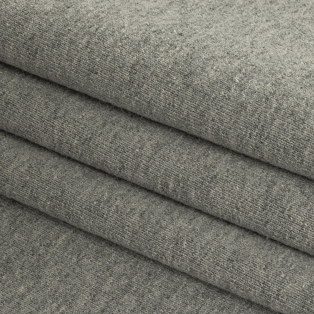 Cotton French Terry Knit - Heathered Gray and Lily White - Elida Collection - Joann Fabrics