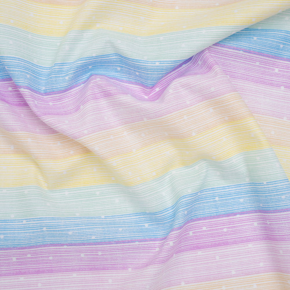 Printed Quilting Cotton by Ghazal Razavi for FIGO Studio - Pastel Rainbow and White Icing Stripes and Dots - Dovetail Collection - Joann Fabrics