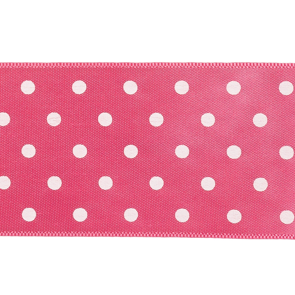 Hot Pink and White Polka Dot Satin Ribbon - 1.5