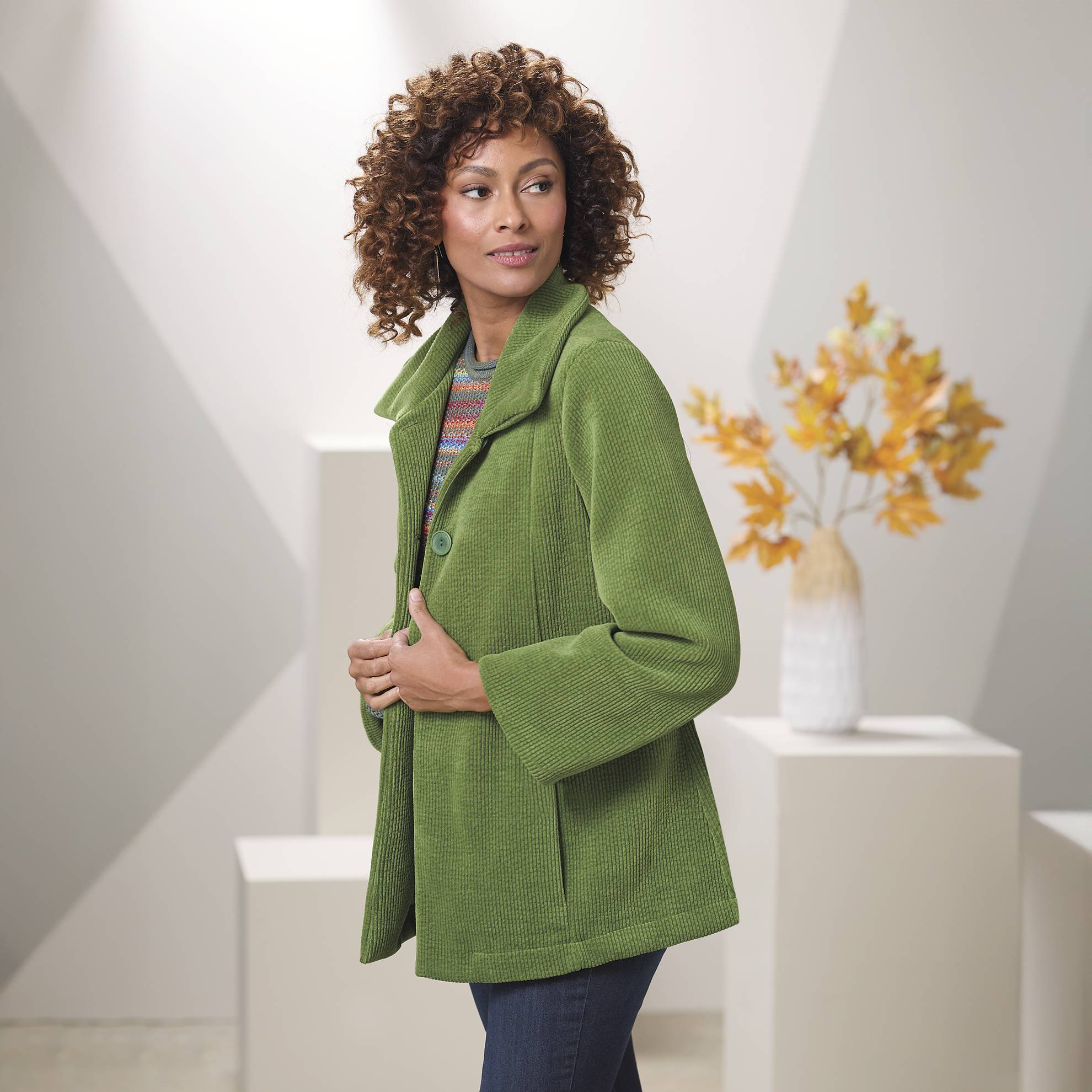 Corded Knit Jacket, Button Front, Pockets - Northstyle Catalog