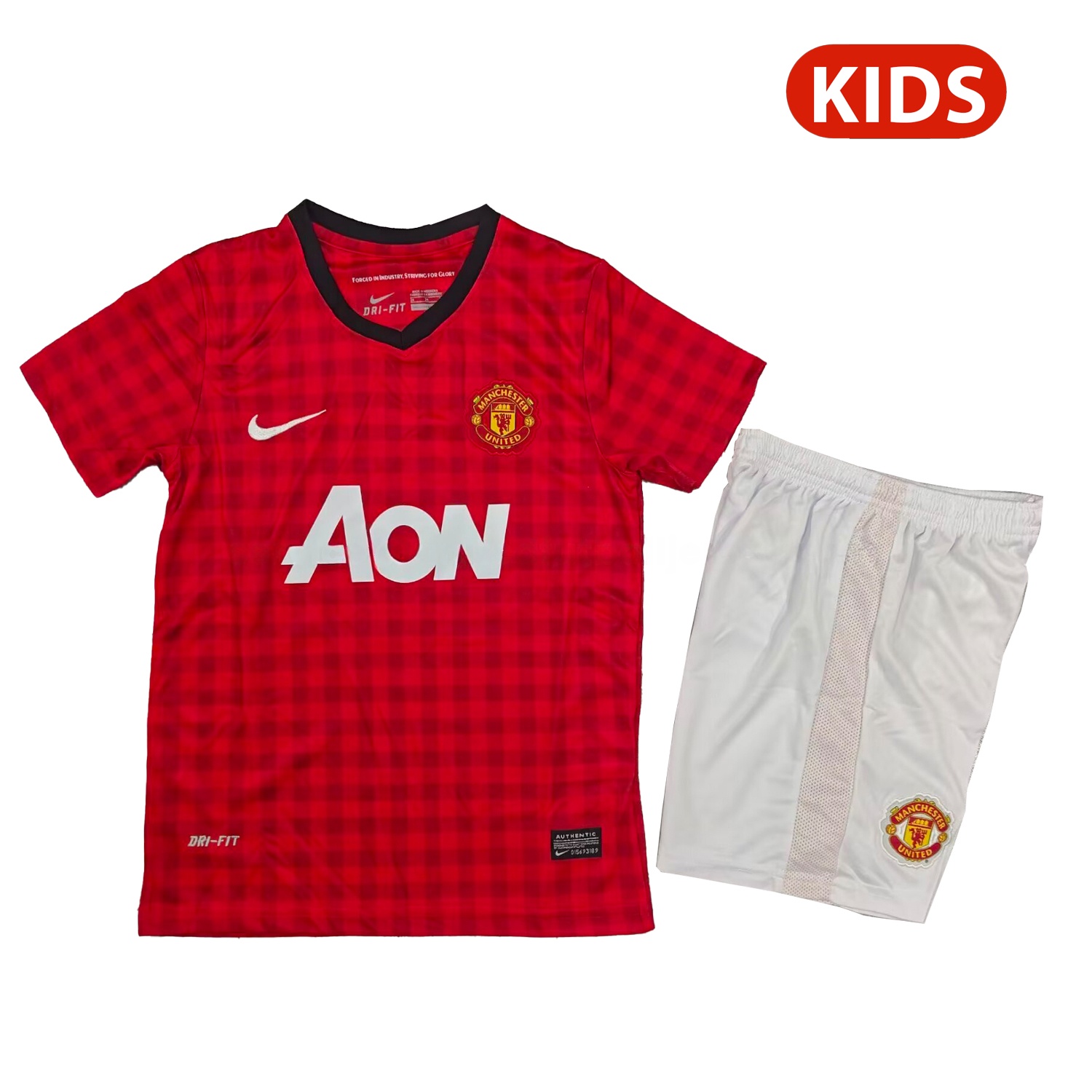 Retro Manchester United 2012-13 Home Kids Kit - UnitedFutballJersey