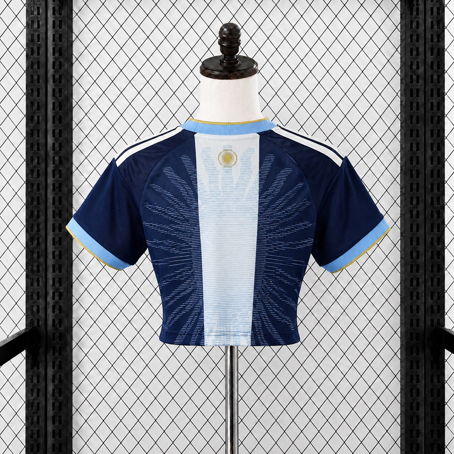 Women's Argentina 2026 Messi Tribute Navy Blue Pre-Match Training Cropped Jersey - Fans Version - UnitedFutballJersey