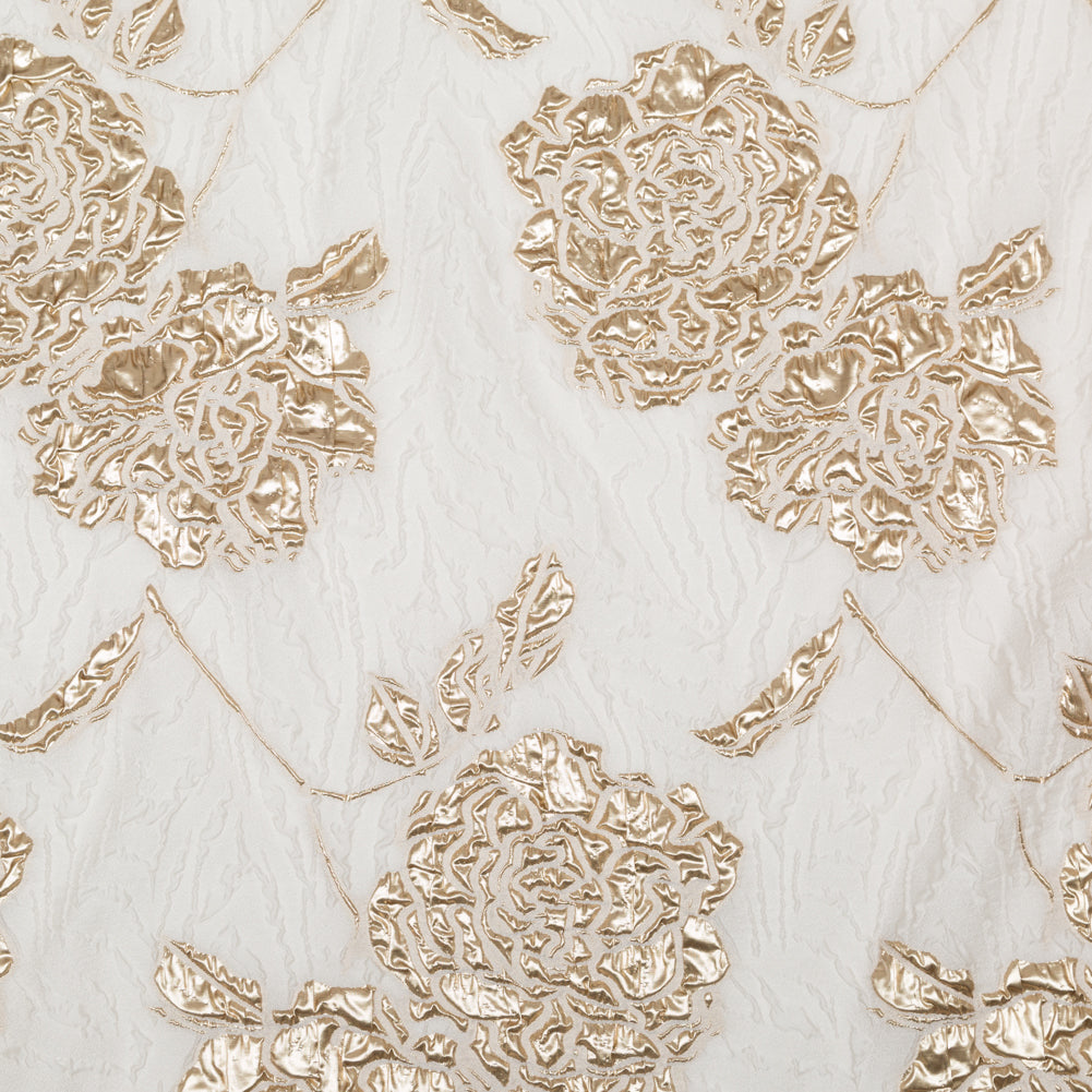 Metallic Bright Gold and Snow White Rosy Luxury Brocade - Joann Fabrics