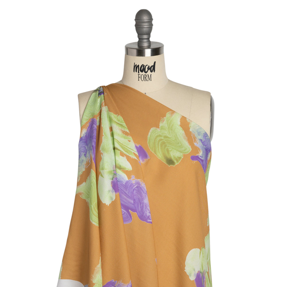 Viscose Crepe - Orange, Purple and Lime Brushstrokes - Mood Exclusive Tulip Impermanence Print - Joann Fabrics