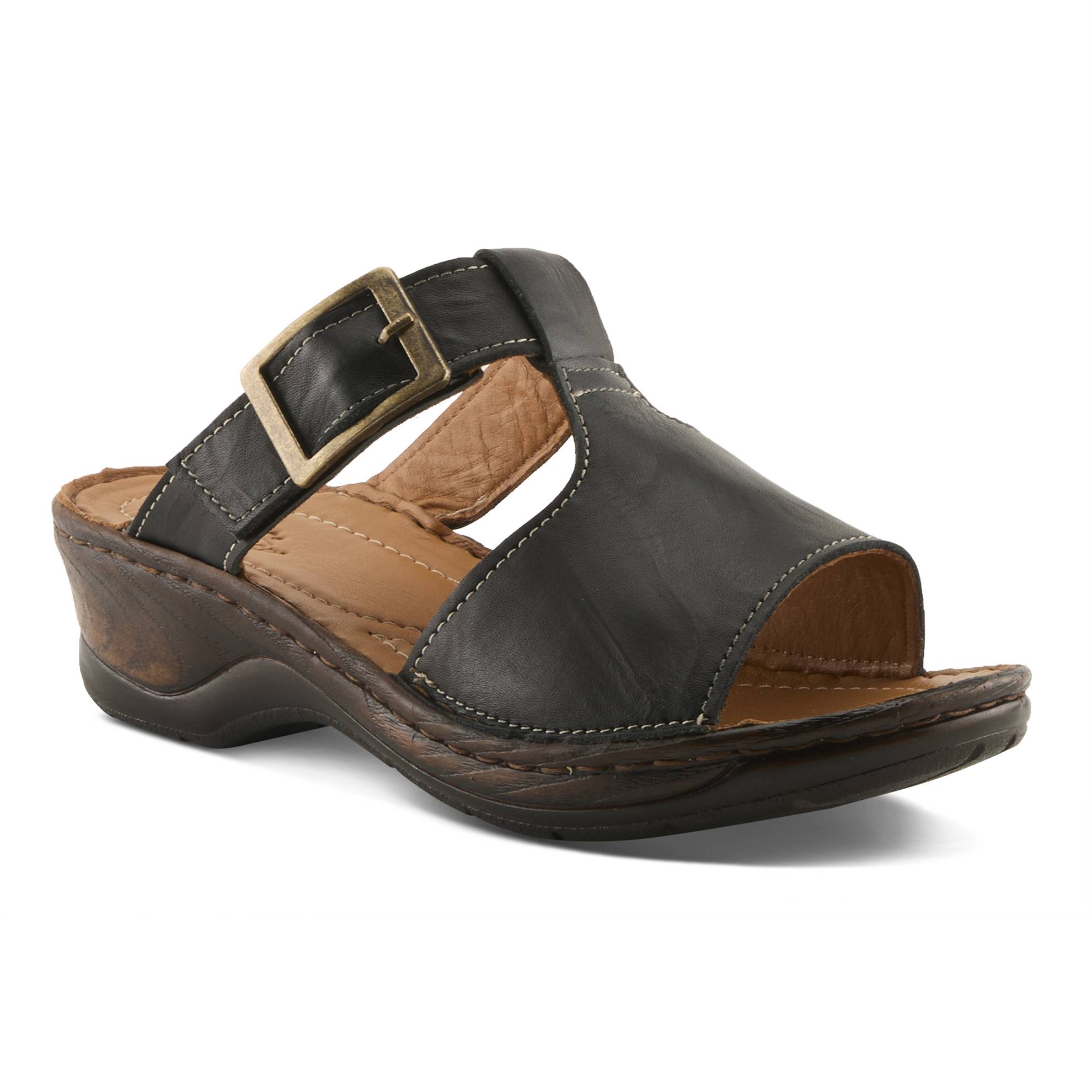 Distressed Leather Buckle Slide, by Spring Step® - Northstyle Catalog