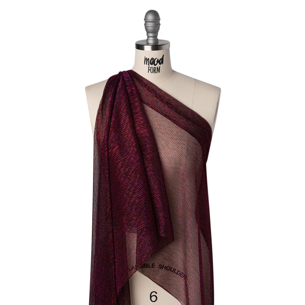 Metallic Plisse Mesh - Plum and Black - Designer Deadstock - Joann Fabrics