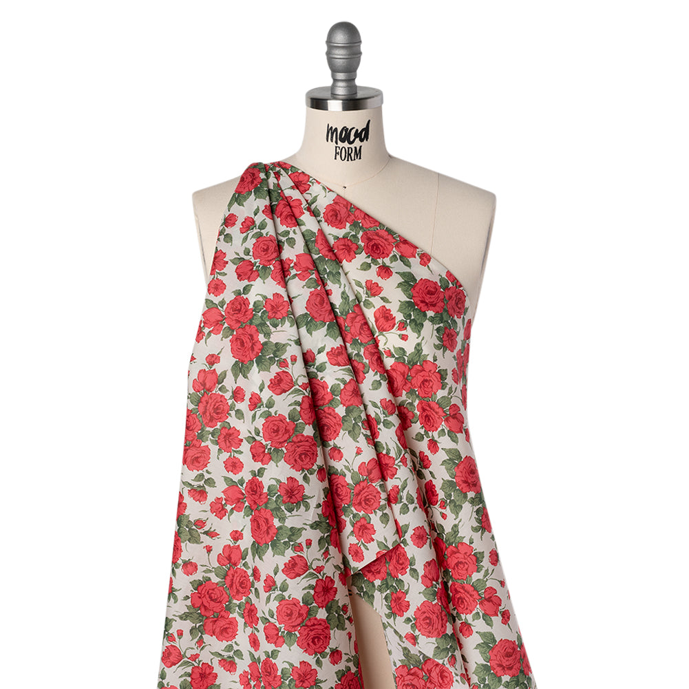 Liberty Fabrics Tana Lawn® - Carline Rose Red - Red, Green and White Rose Bouquets - Joann Fabrics