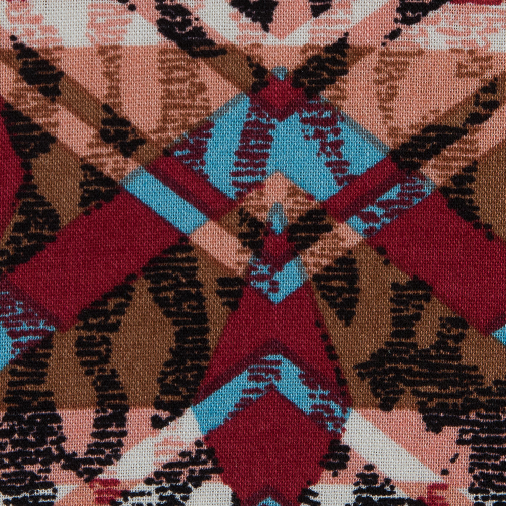 Cotton Voile - Red, Blue and Peach Geometric Over Abstract - Joann Fabrics