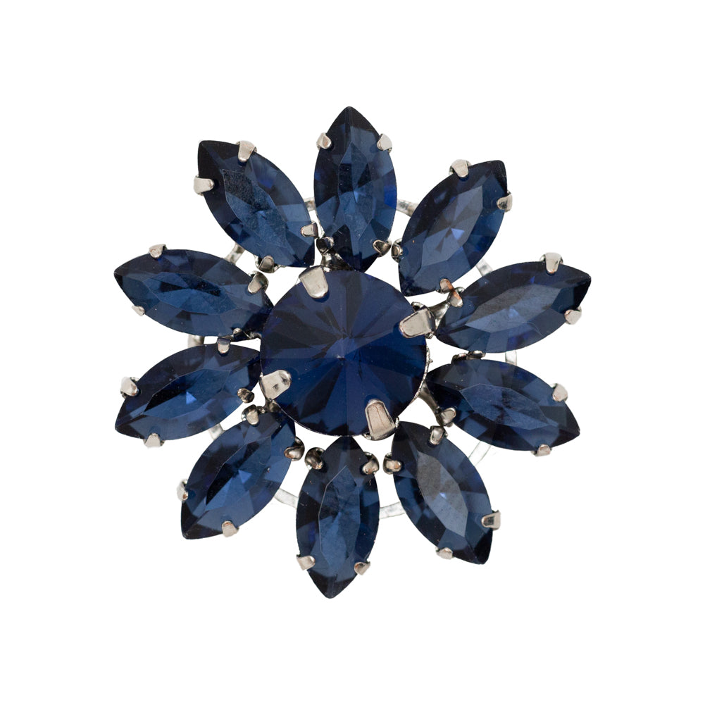 Italian Navy Rhinestone Flower Button - 42L/27mm - Joann Fabrics