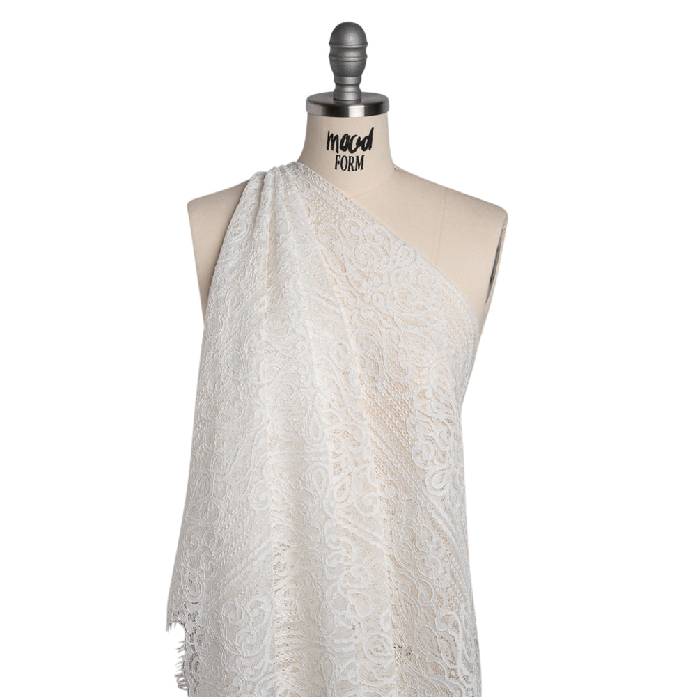 Corded Lace with Fringed and Scalloped Edges - Ivory Vine Stripes - Joann Fabrics