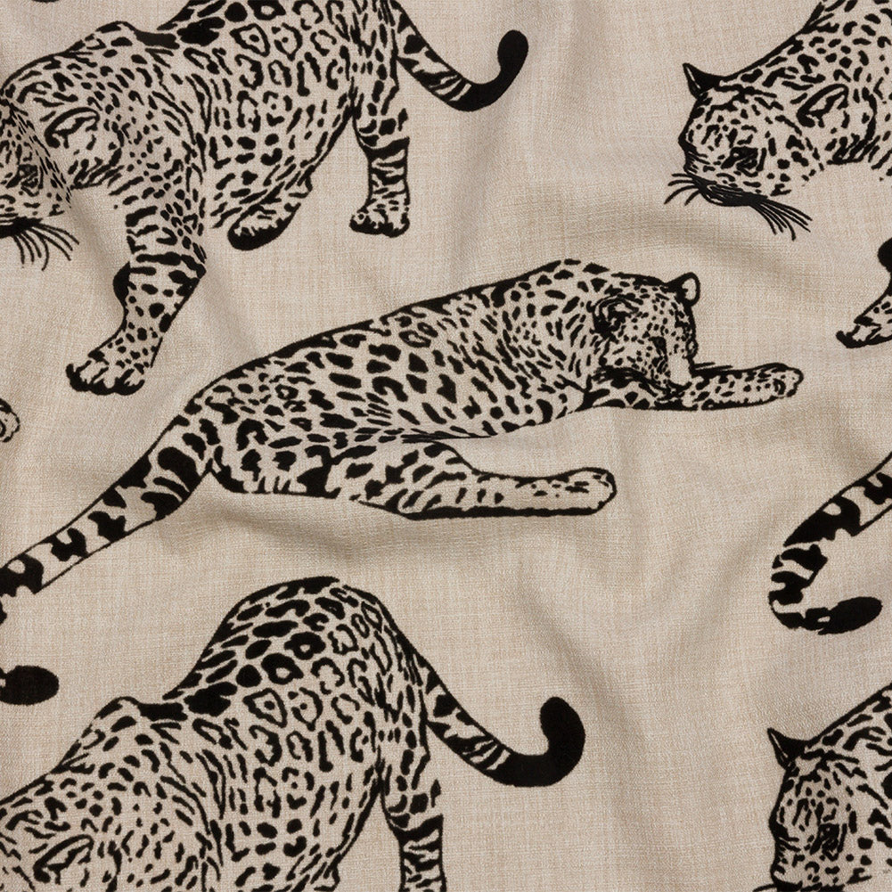 Flocked Polyester Drapery Woven - Ebony Jaguars - British Imported - Joann Fabrics