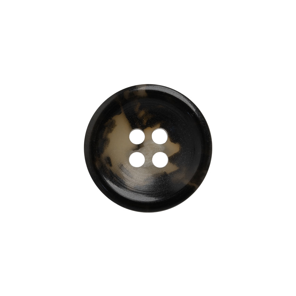 Plastic 4-Hole Button - 28L/18mm - Black and Beige Mottled Dish Shaped - Joann Fabrics