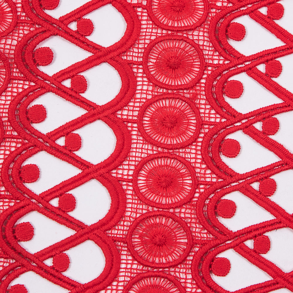 Guipure Lace - Flame Scarlet Red Geometric - Joann Fabrics