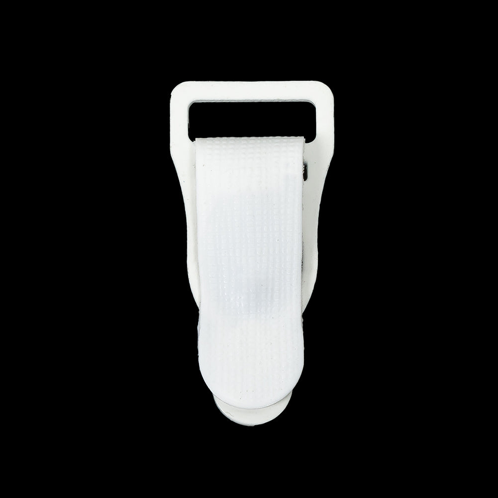 White Non-Detachable Plastic and Metal Garter Clip for 7/16