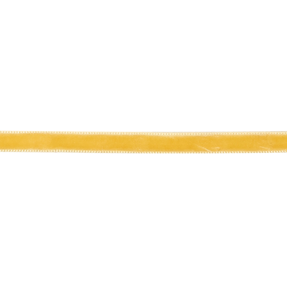 Cream Gold Single Face Velvet Ribbon - 0.25